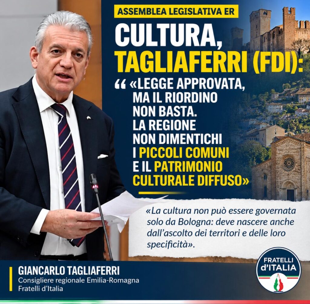Grafica del comunicato di Giancarlo Tagliaferri sulla cultura