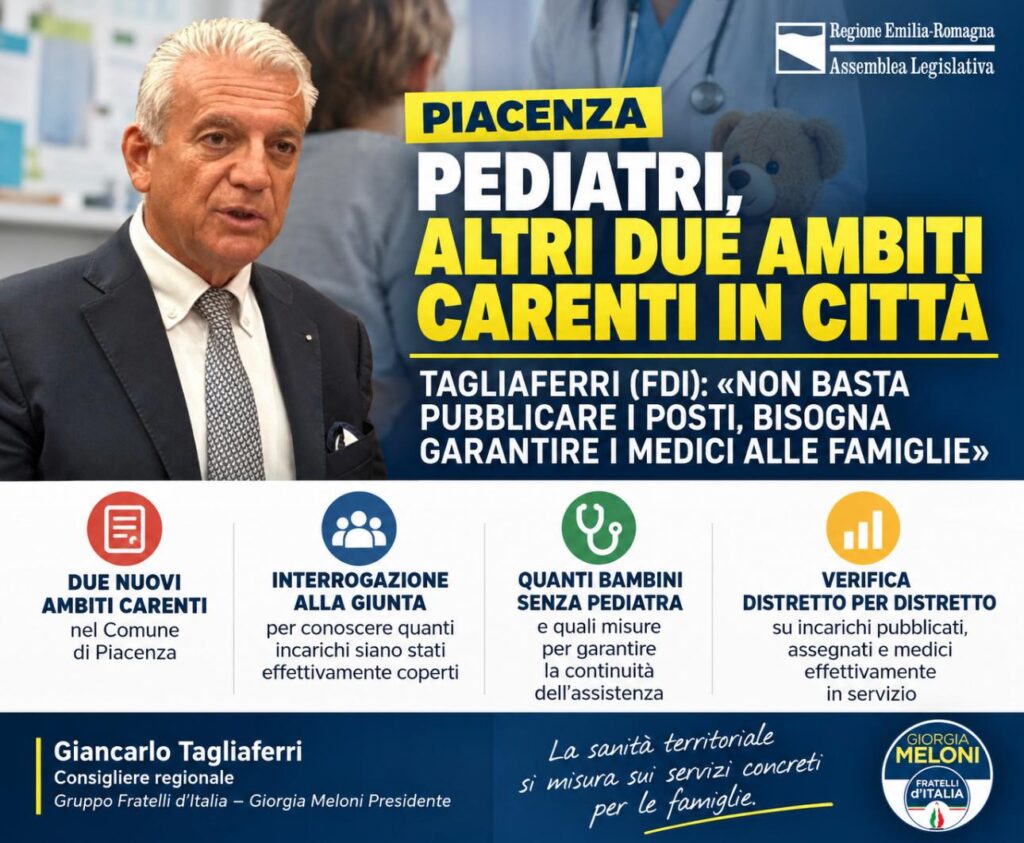 Grafica IA sul tema della carenza di pediatri a Piacenza