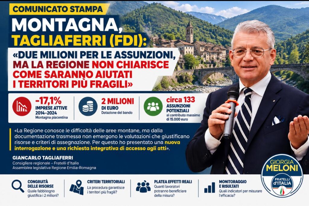 Grafica del comunicato di Giancarlo Tagliaferri sulla montagna